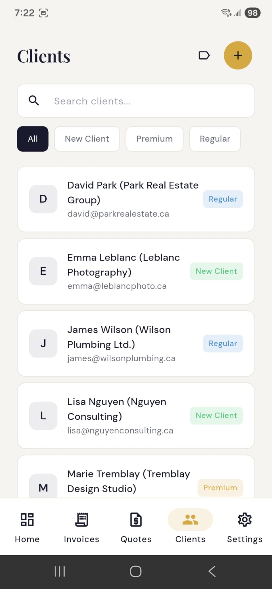 Mobile invoice detail