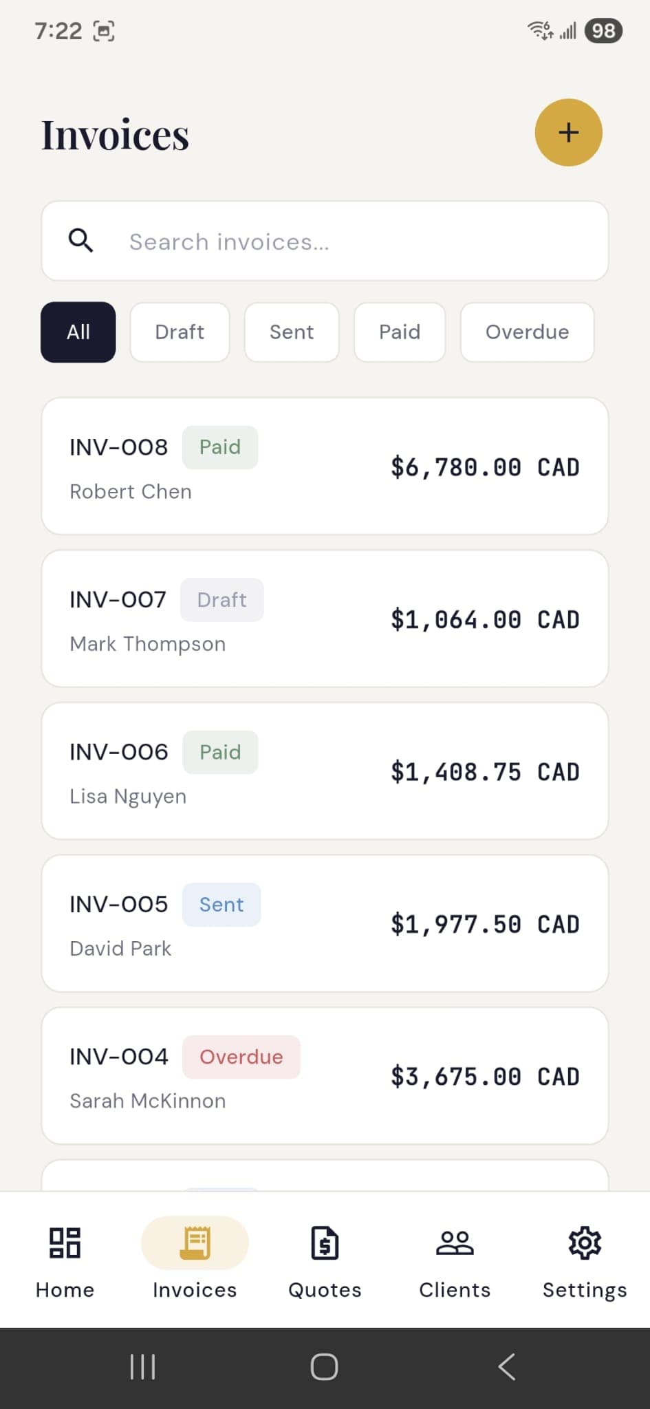 Mobile invoices